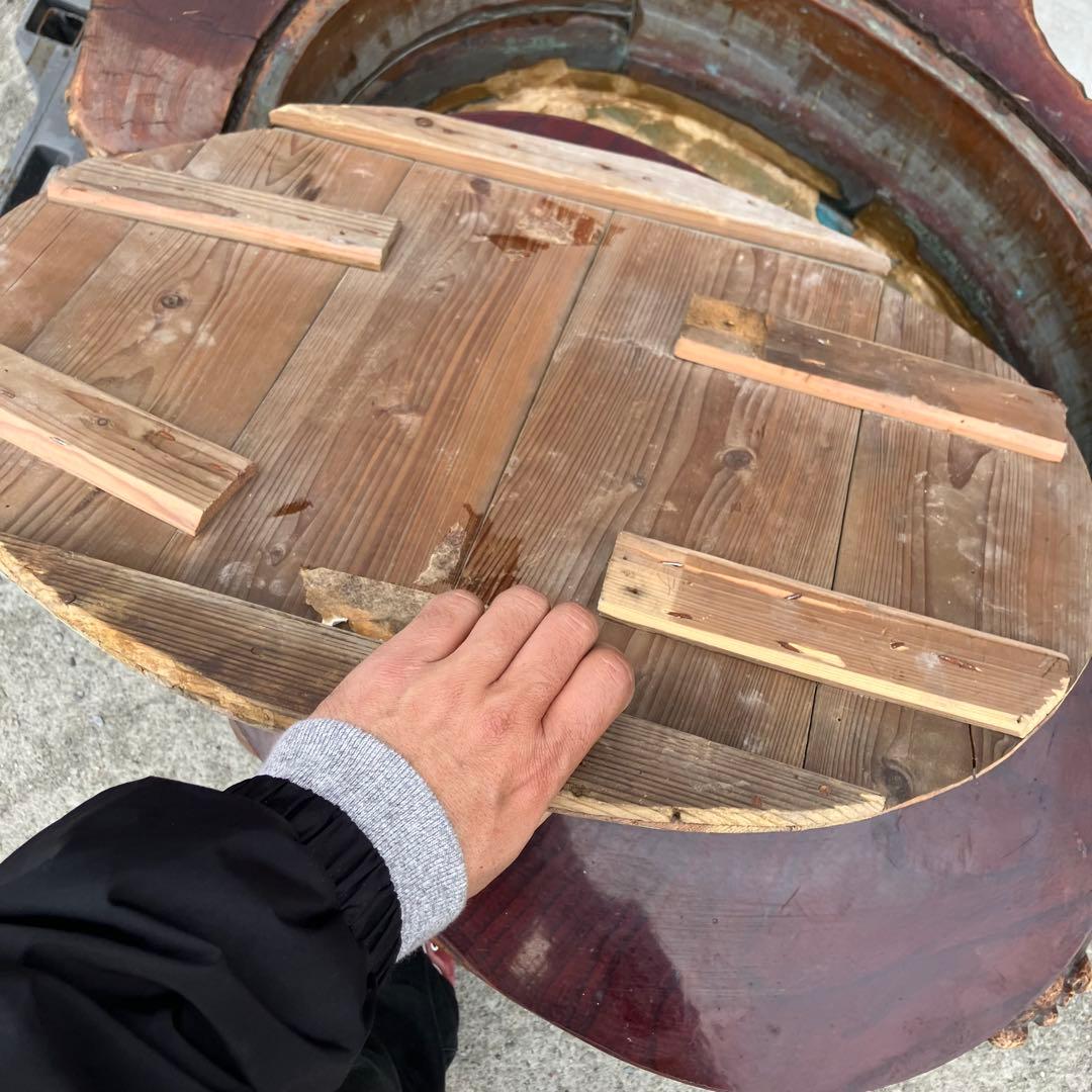 昭和レトロ 古家具 天然木製 長火鉢 大型火鉢 囲炉裏 古民家 古道具ビンテージ