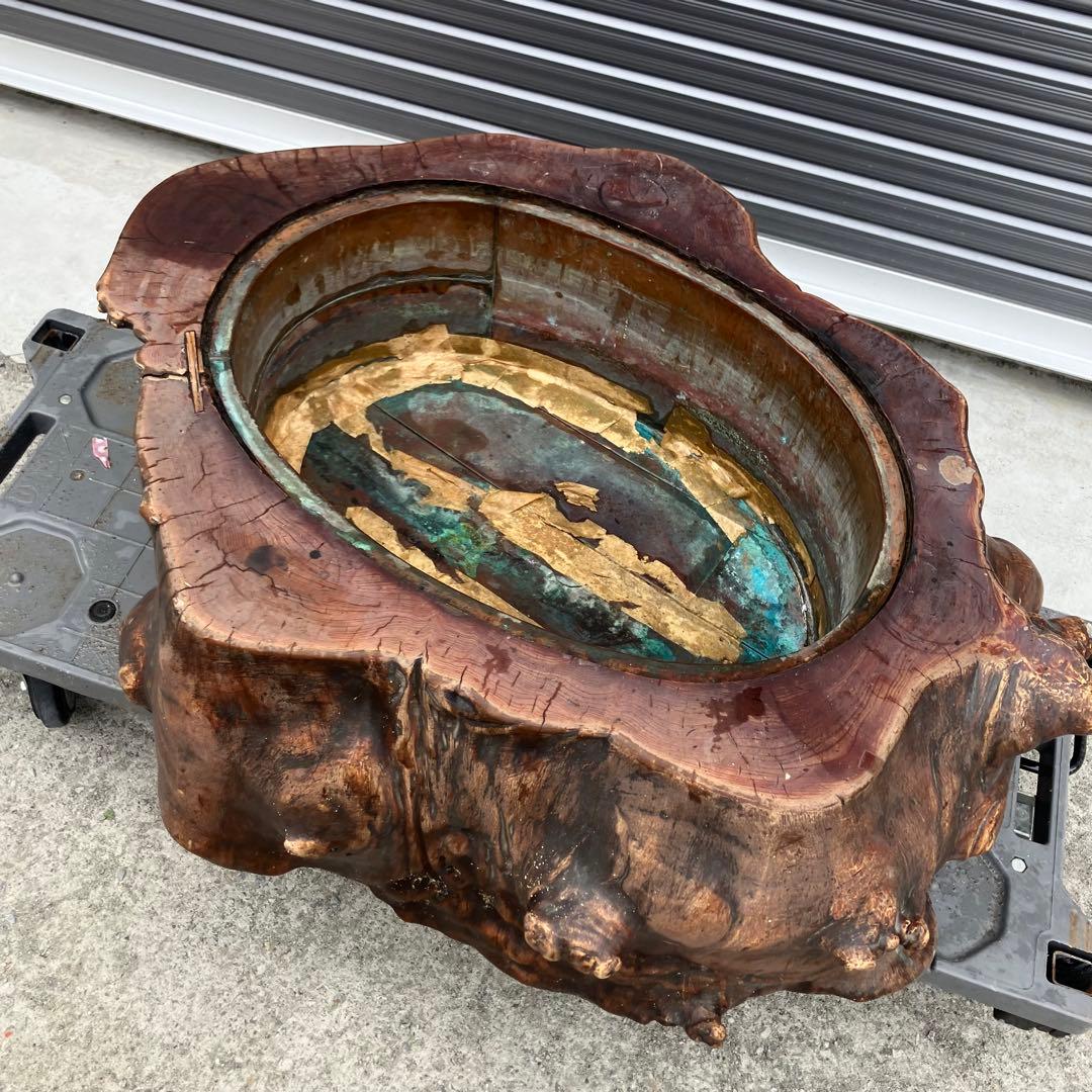 昭和レトロ 古家具 天然木製 長火鉢 大型火鉢 囲炉裏 古民家 古道具ビンテージ