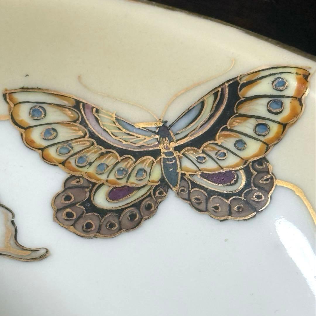 【100年モノ】オールドノリタケ センターハンドル皿 蝶文 M-NIPPON印