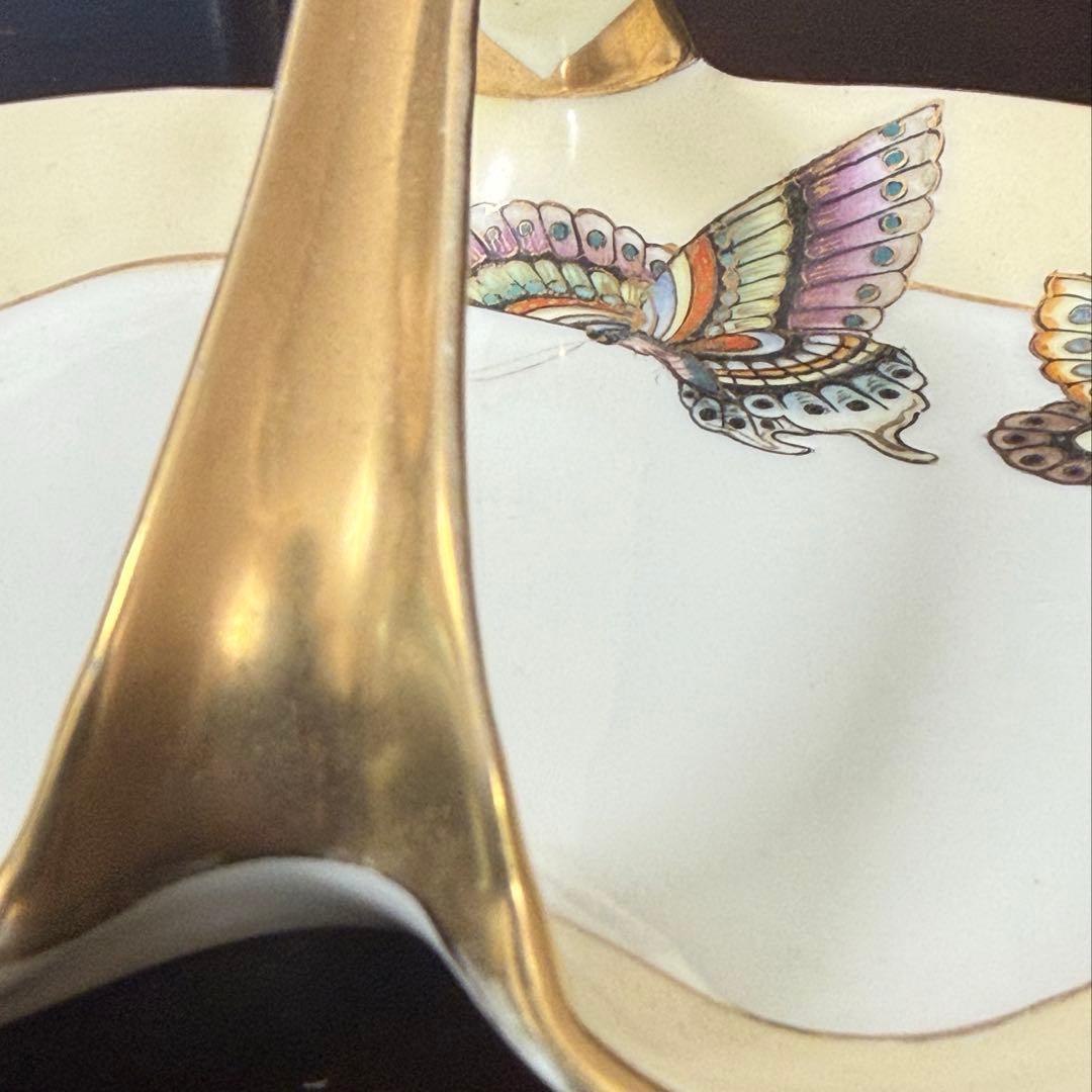 【100年モノ】オールドノリタケ センターハンドル皿 蝶文 M-NIPPON印