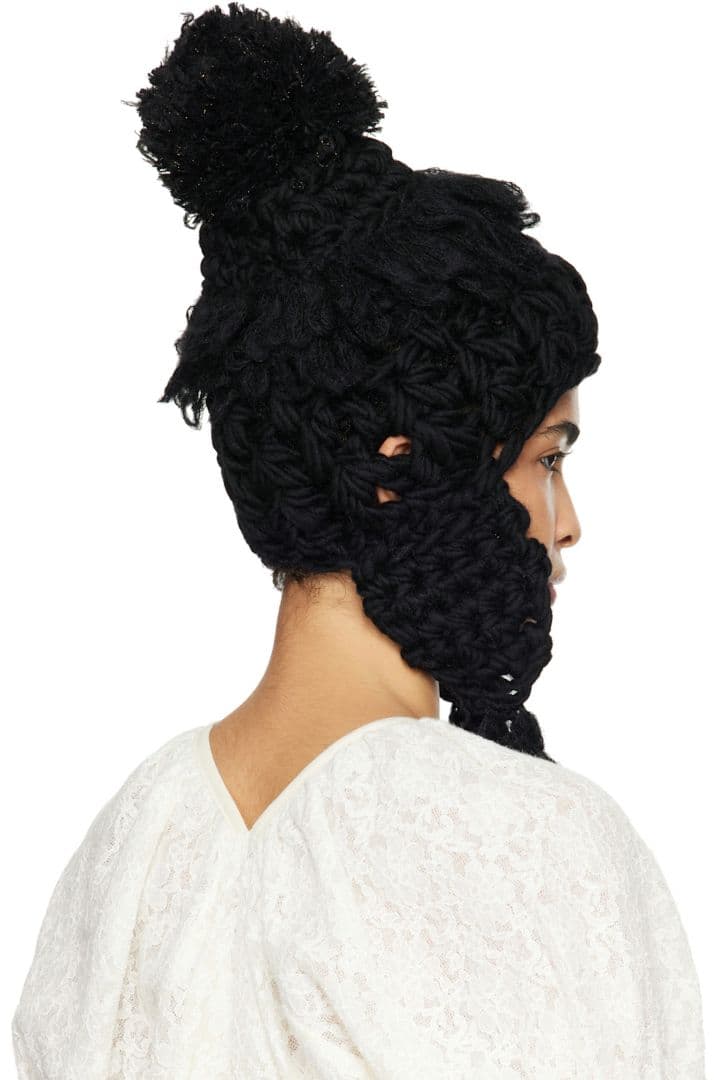 未使用◆Taoコムデギャルソン ウールミックス クロシェ ビーニー ニット帽 黒