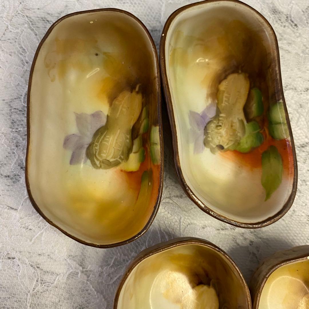 オールドノリタケ　ハンドペイント　ナッツディッシュ　ピーナッツ　フィギュリン