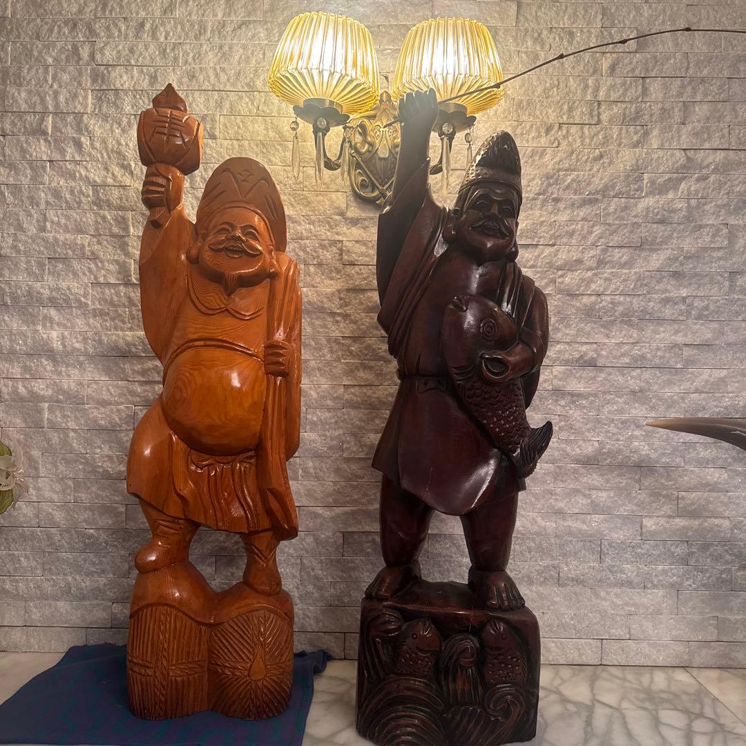 木彫り　大国天様　恵比寿様