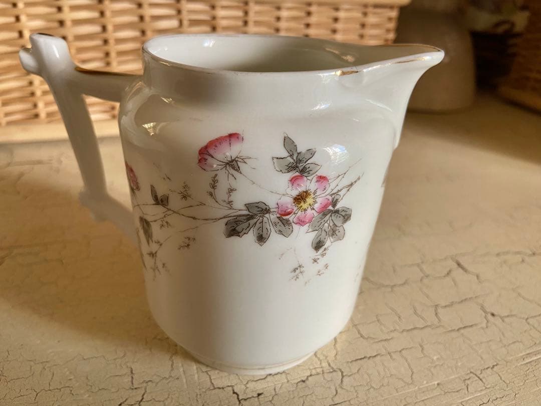 フランス　アンティーク　リモージュ　ピッチャー　ジャグ　花瓶　花器