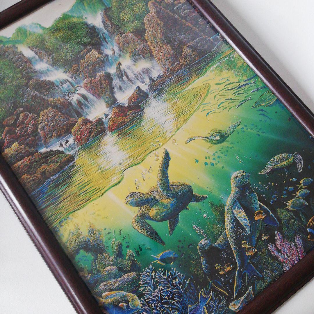 アートパネル　タートル　亀　マナティ　ジュゴン　アザラシ　滝　海　魚　熱帯雨林