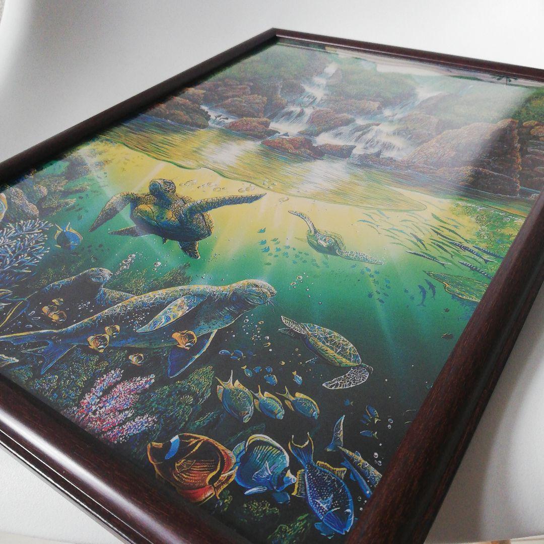 アートパネル　タートル　亀　マナティ　ジュゴン　アザラシ　滝　海　魚　熱帯雨林