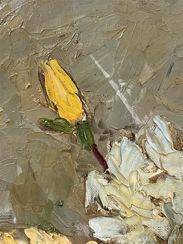 「真作」岡部忠之『薔薇 』静物画　油彩画　額装　サイン有り　10号