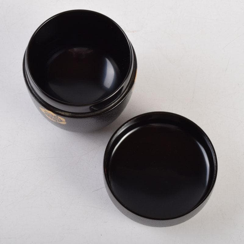 茶道具　山中塗　坂田峰俊作　たたき塗　こぼれ梅　中棗　共箱　V　8865