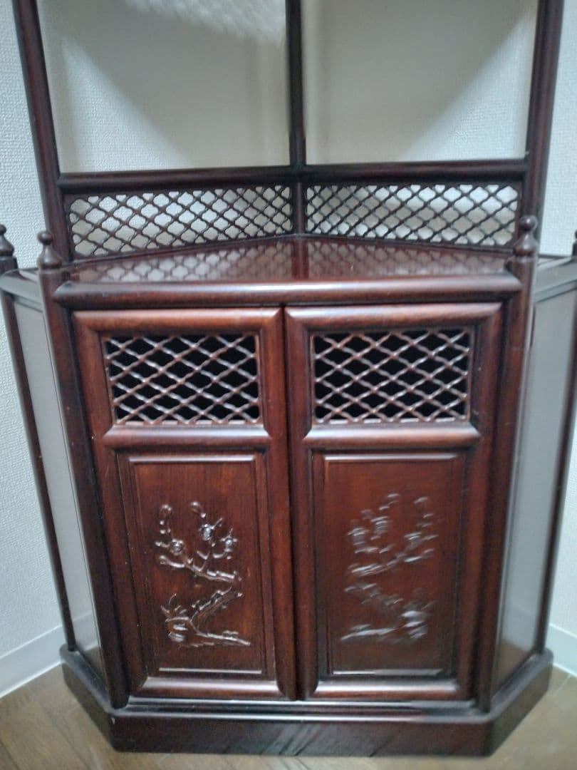 木製コーナーシェルフ 3段 ダークブラウン