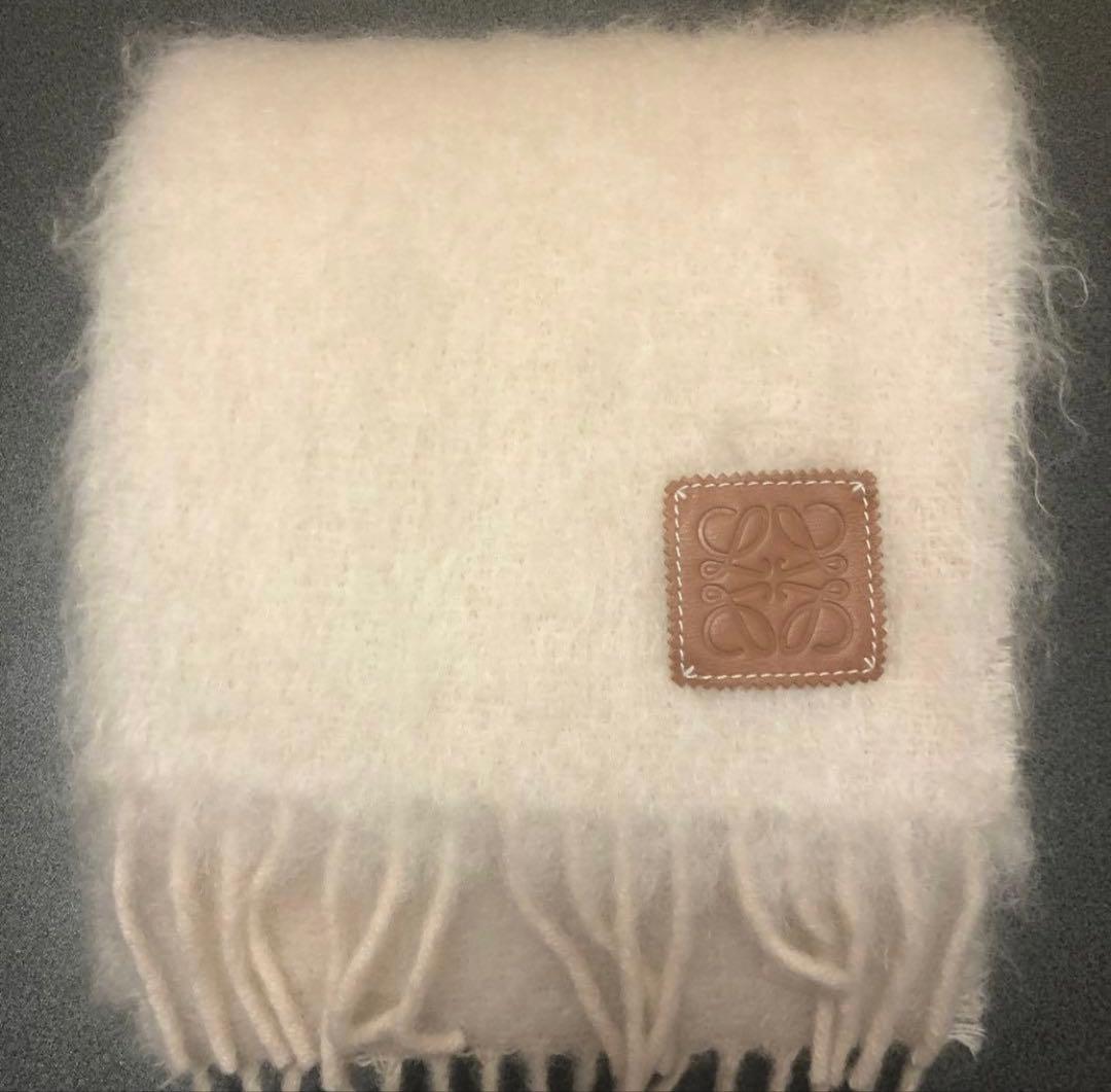 LOEWE ウール ホワイト マフラー