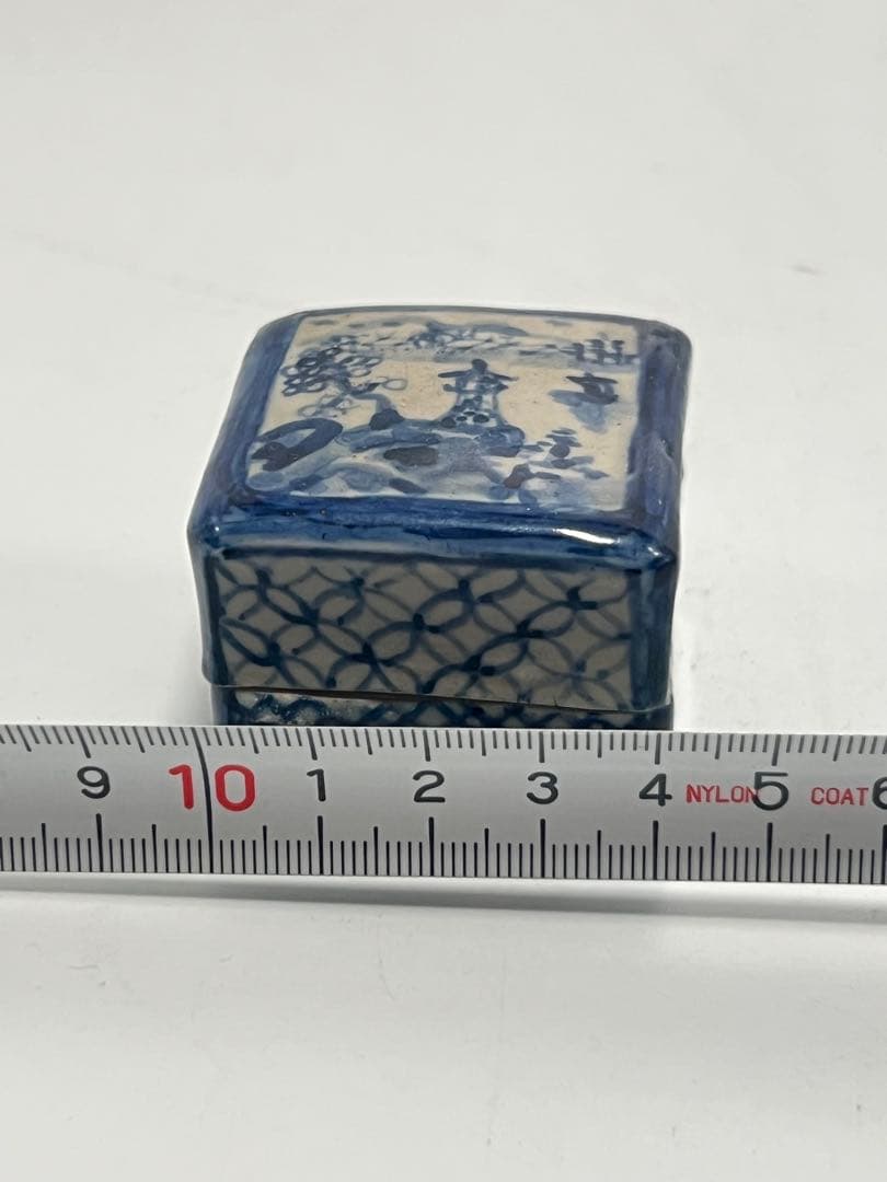 極上 古美術　染付香盒 M--006