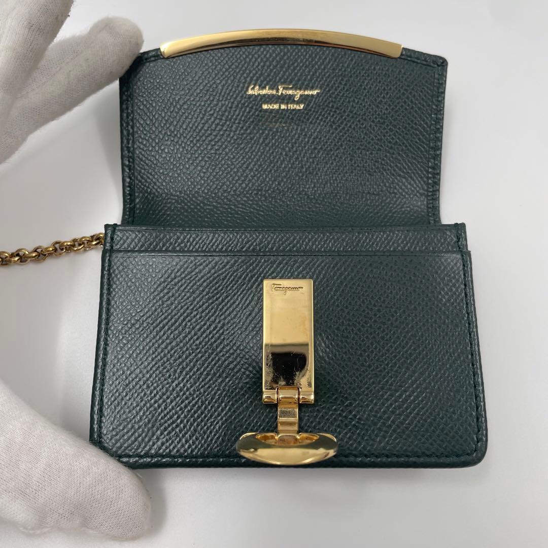 【希少色 極美品】フェラガモ ガンチーニ カードケース ケース キーリング