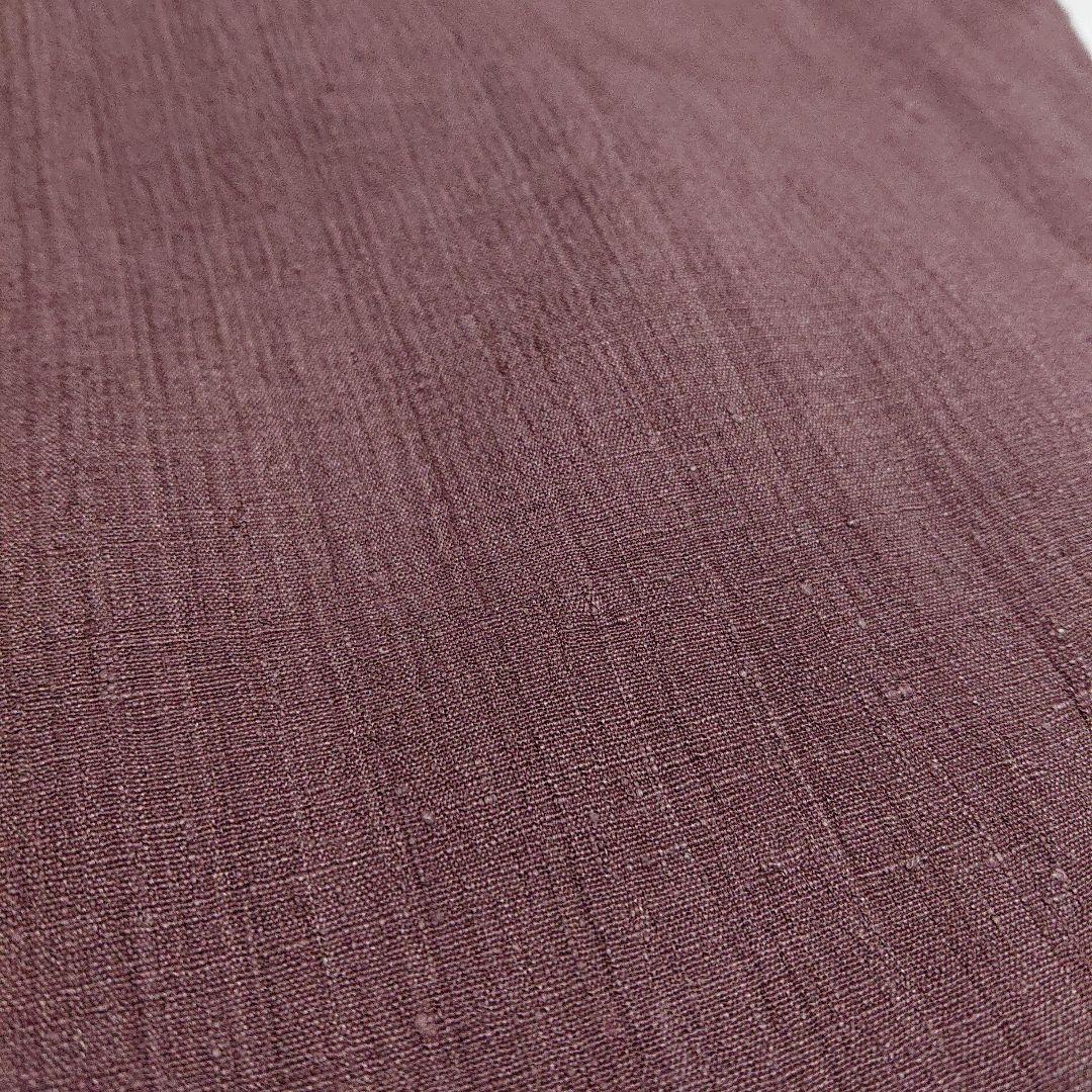 【本場結城縮】色無地 臙脂鼠 縮織