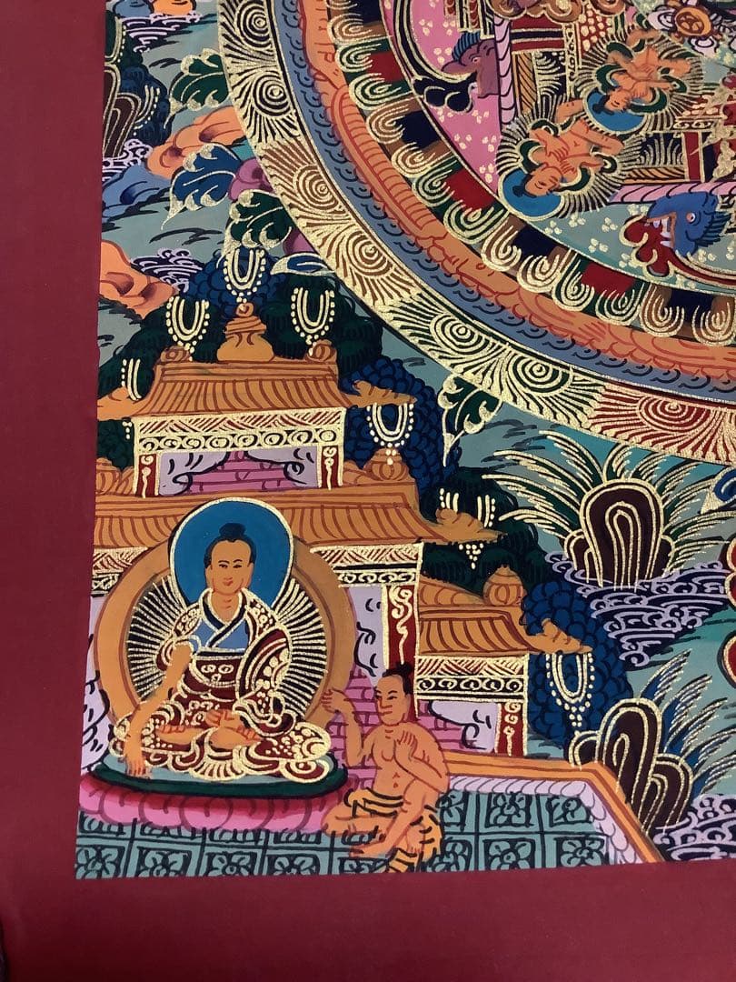 《 チベット密教　新品　1点物 》 手描き　曼荼羅　仏陀　釈迦　仏画　仏教　d8