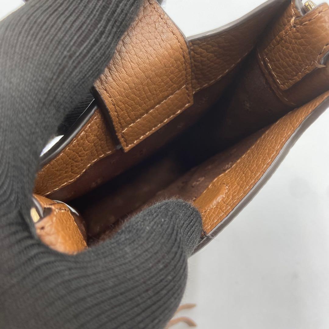 未使用級　トリーバーチ　テア　ショルダーバッグ　スマホ　タッセル　レザー　茶