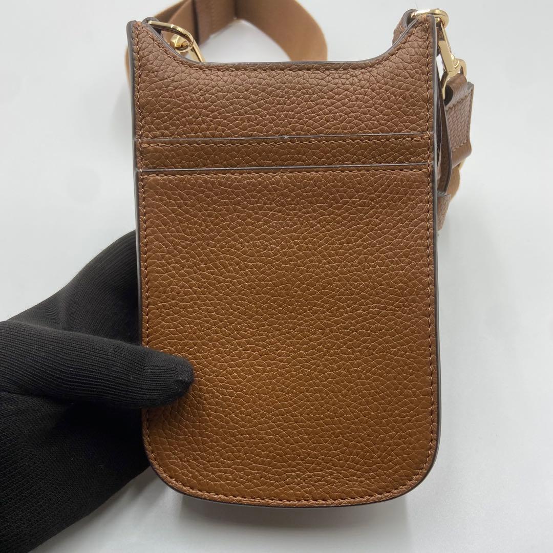 未使用級　トリーバーチ　テア　ショルダーバッグ　スマホ　タッセル　レザー　茶