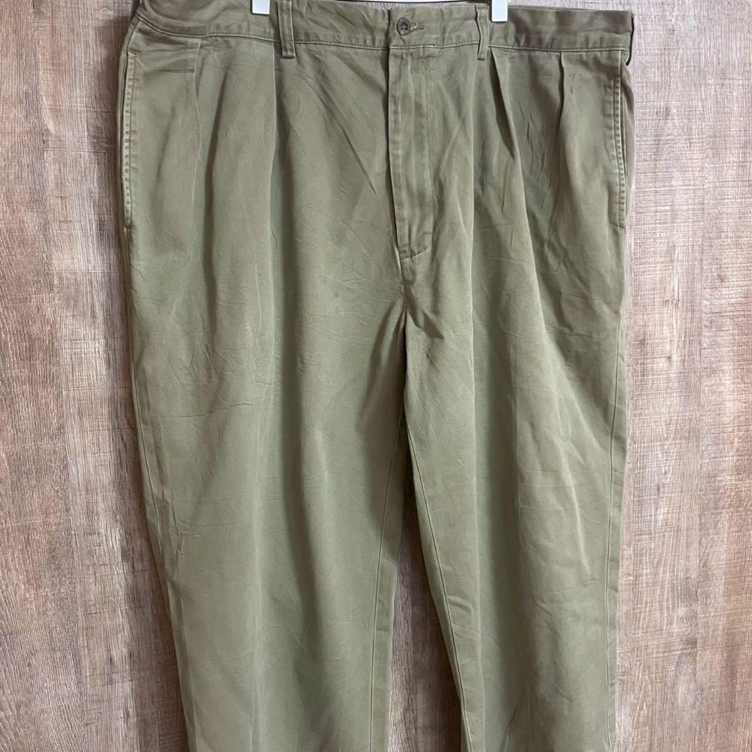 90s ラルフローレン ポロチノ アンドリュー カーキ ツータック 40/32