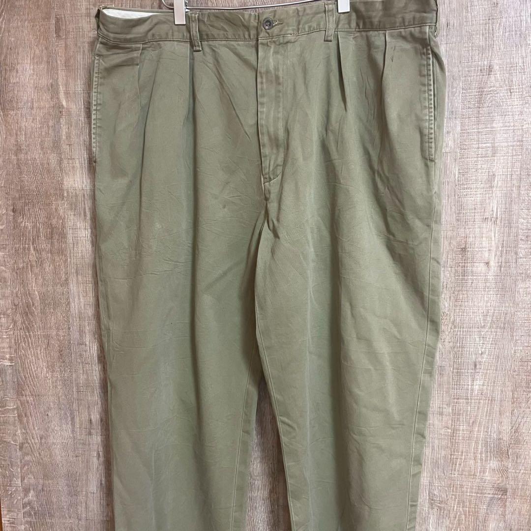 90s ラルフローレン ポロチノ アンドリュー カーキ ツータック 40/32