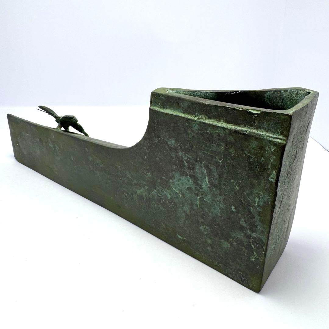 未使用 大森孝志 瑞峰堂 青銅 陽だまり 蝶 花瓶 花器 共箱 説明書 高岡銅器