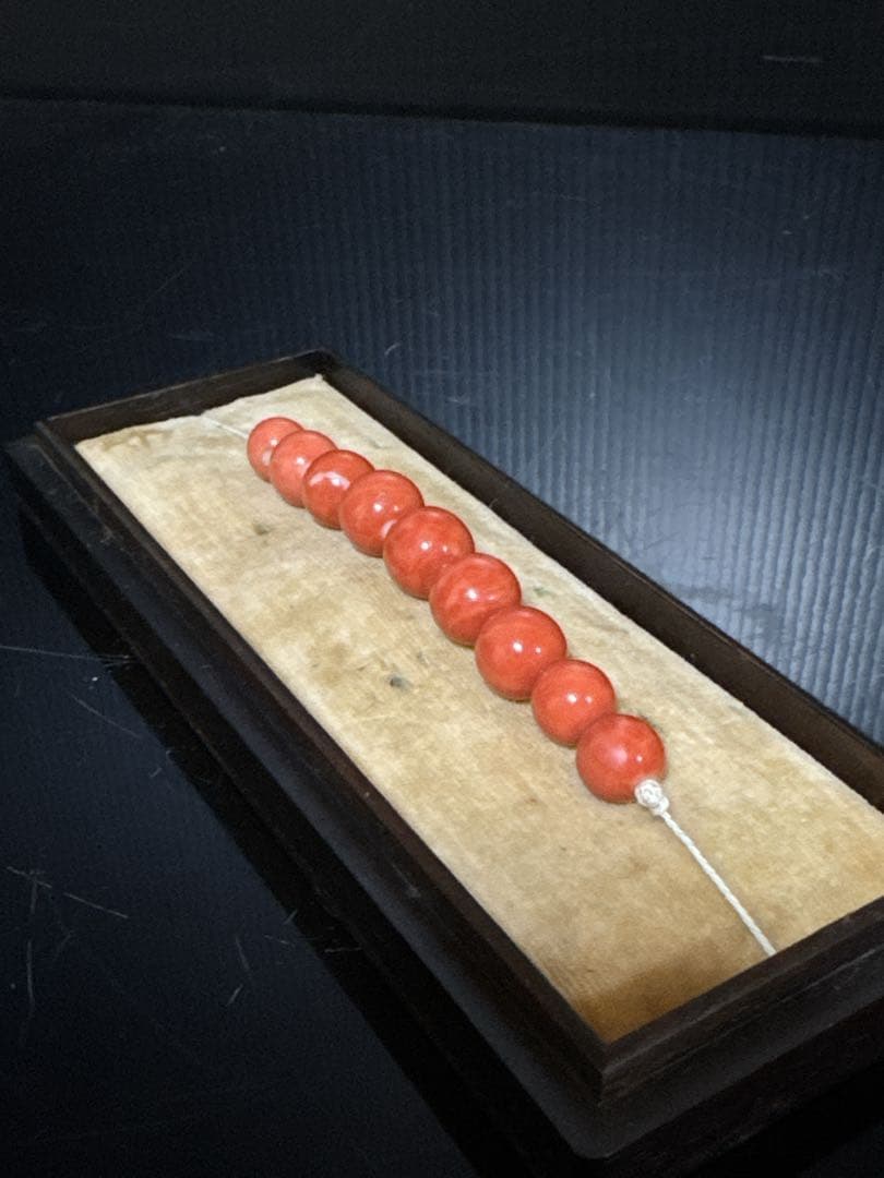 時代 本珊瑚 玉 緒締玉 髪飾 唐木箱付