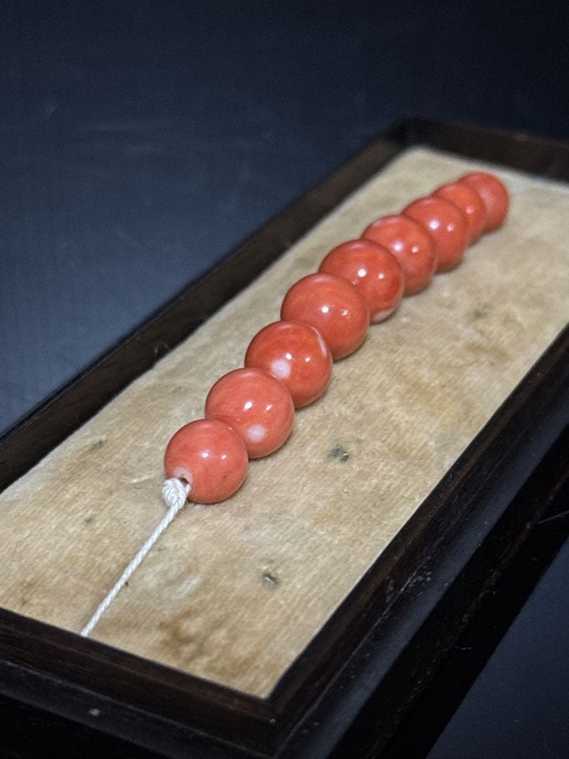 時代 本珊瑚 玉 緒締玉 髪飾 唐木箱付