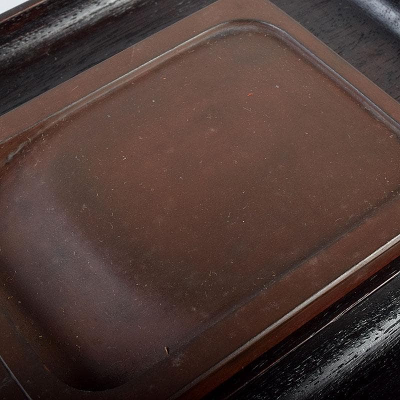 中国　書道具　端渓硯　水孟　唐木箱　M　R7819