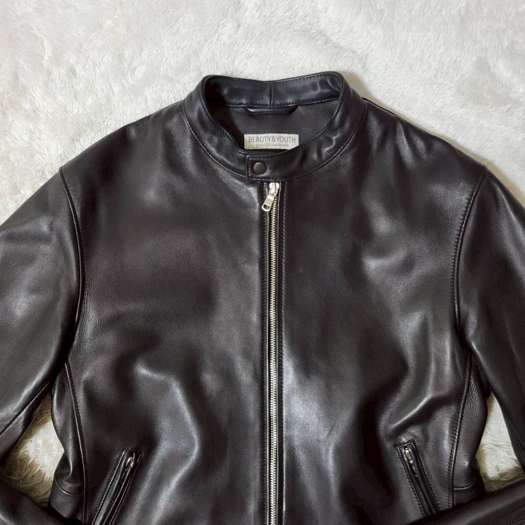 美品✨ ユナイテッドアローズ ラムレザー シングルライダース 羊革 黒 XL