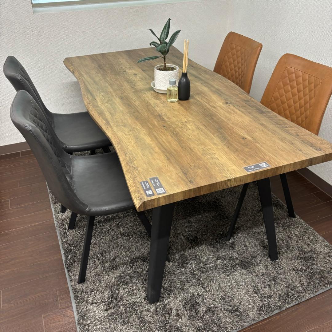 ダイニングテーブル　一枚板風　大きめ　木目　かっこいい　160㎝　ダイナミック