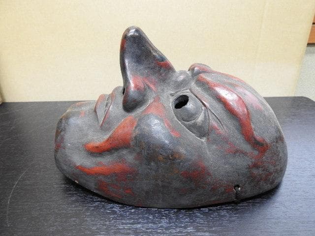 東大寺国宝貴徳面写舞楽面　　暁水作　共箱　MA425