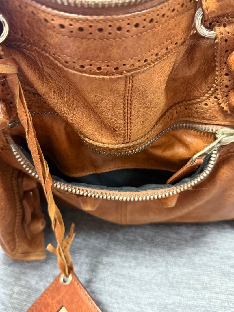 【mx品】BALENCIAGA ブラウンレザー ハンドバッグ