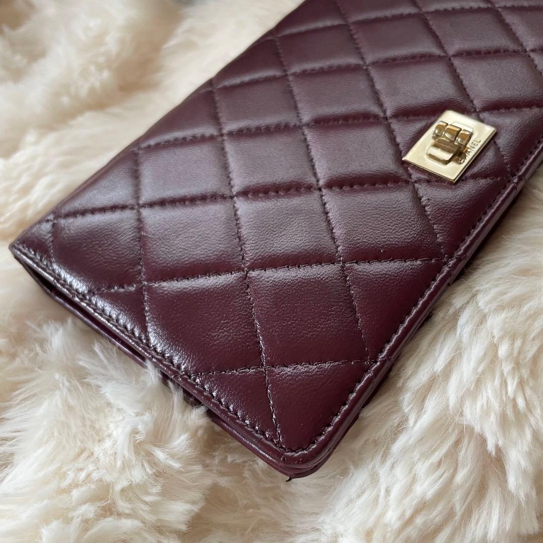 シャネル CHANEL 財布 二つ折り パープル マトラッセ 2.55 正規品
