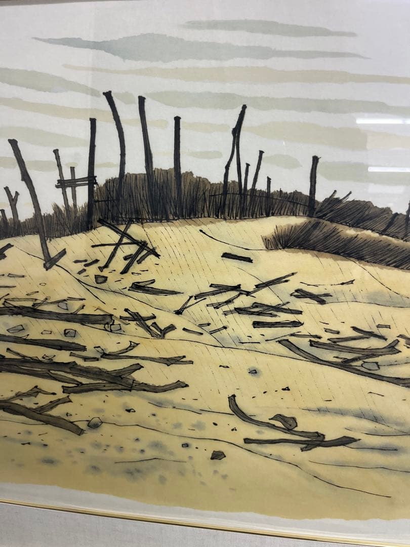 リトグラフ　平山 郁夫　「楼蘭遺跡 住居址」　431/450