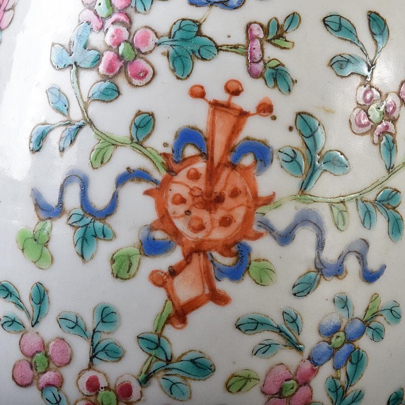 中国　南京　粉彩　花文瓶　時代箱付　M　R8180