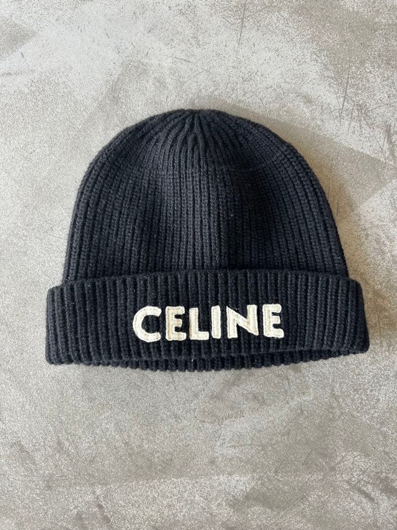 CELINE ブラック ニット帽 M