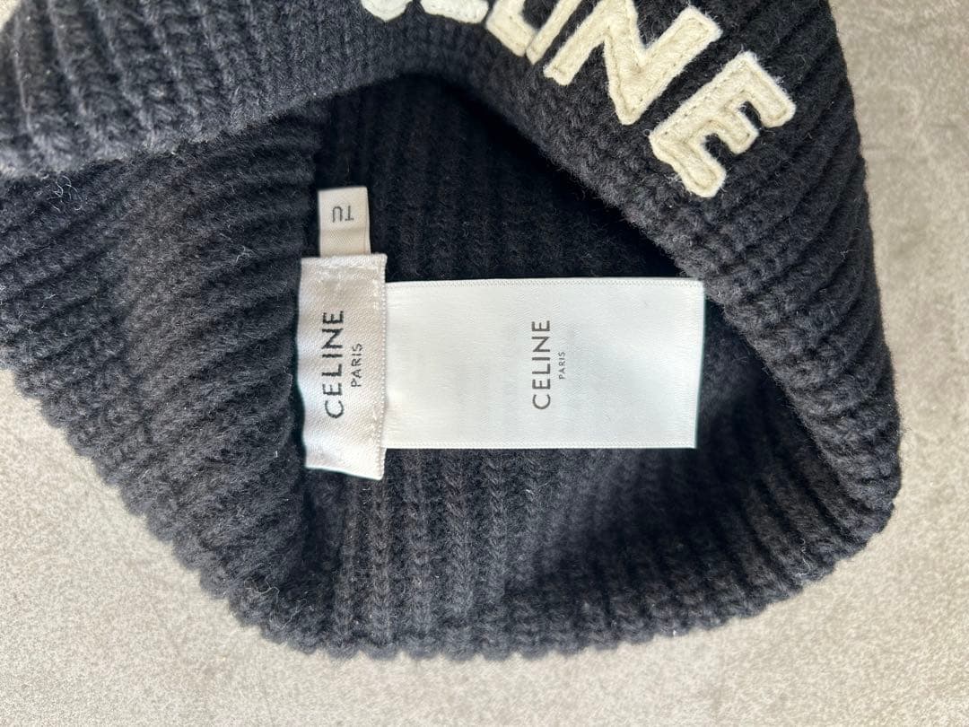 CELINE ブラック ニット帽 M