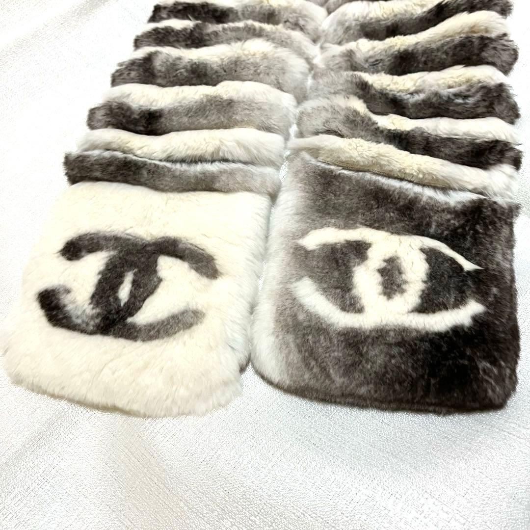 美品】CHANEL オリラグ マフラー ココマーク CC シャネル リアルファー