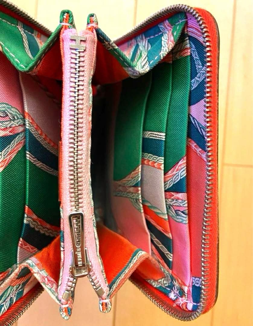 希少 エルメス アザップシルクイン コンパクトラウンドジップ ローブデュソワール