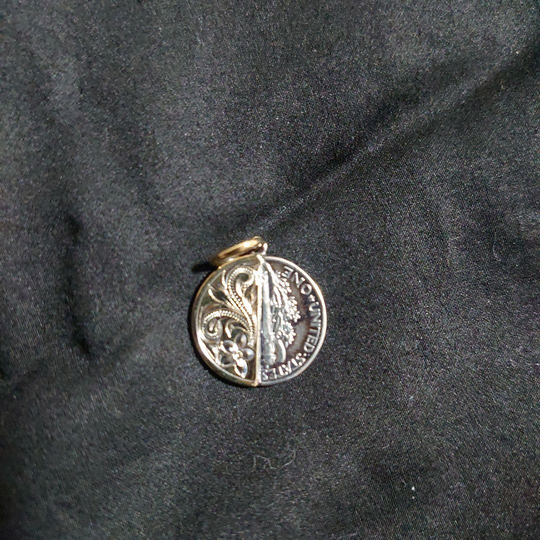 セブン送料無料Maxiマーキュリーダイムハーフカットペンダント/k14YG