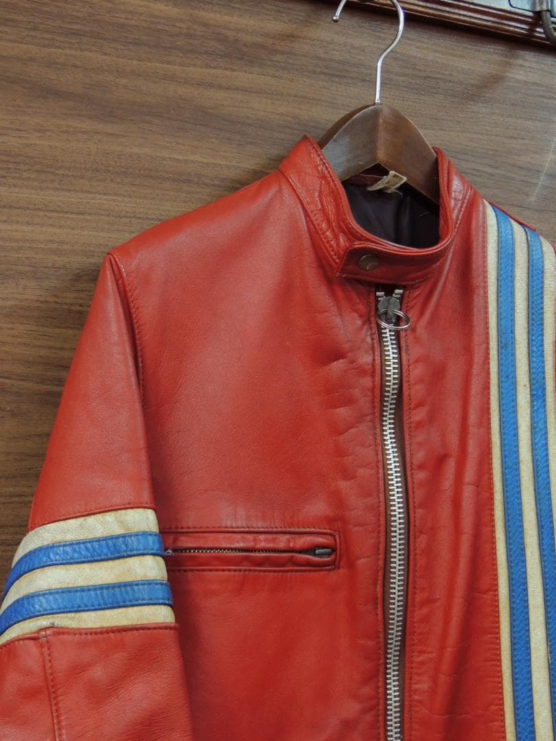 70S VINTAGE TT leathers英国製ストライプ レザーライダース