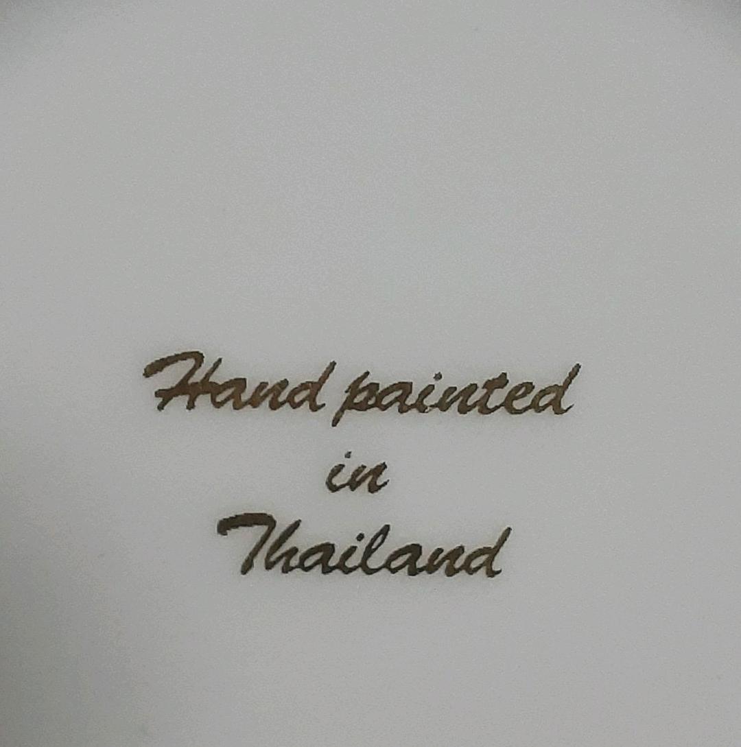 Hand painted in Thailand ハンドペイント 金彩 花文様皿