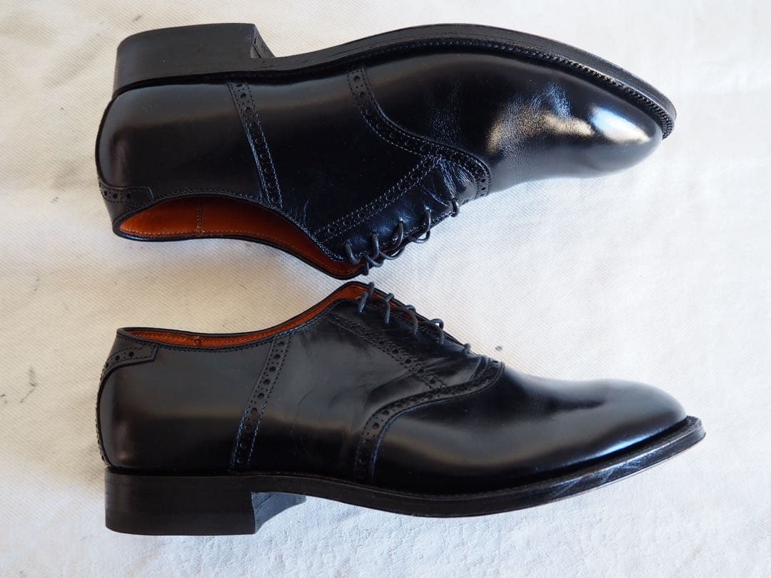靴 Alden 59957 Black Saddle Shoes