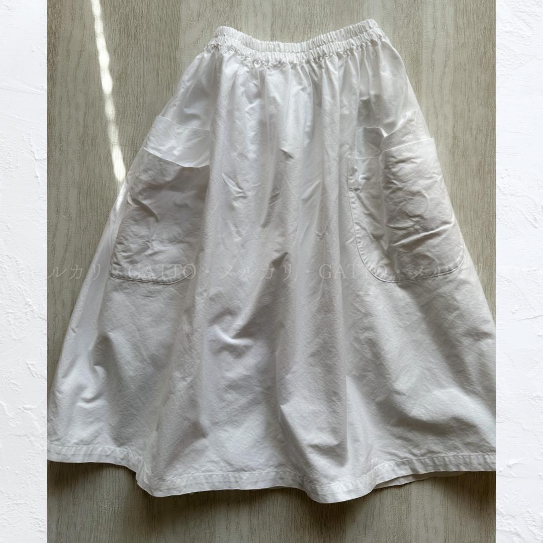 homspun オックス ダブルポケット ギャザースカート ホワイト