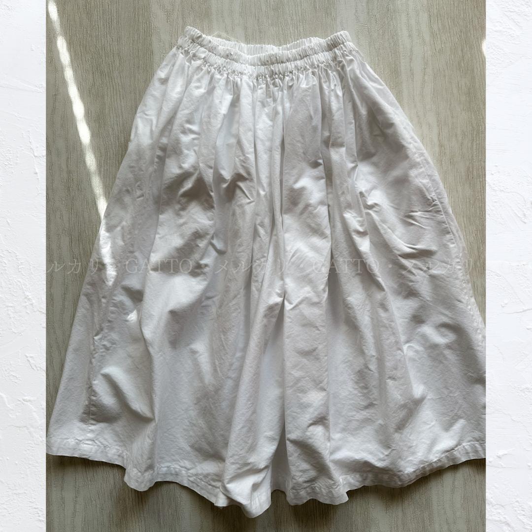 homspun オックス ダブルポケット ギャザースカート ホワイト