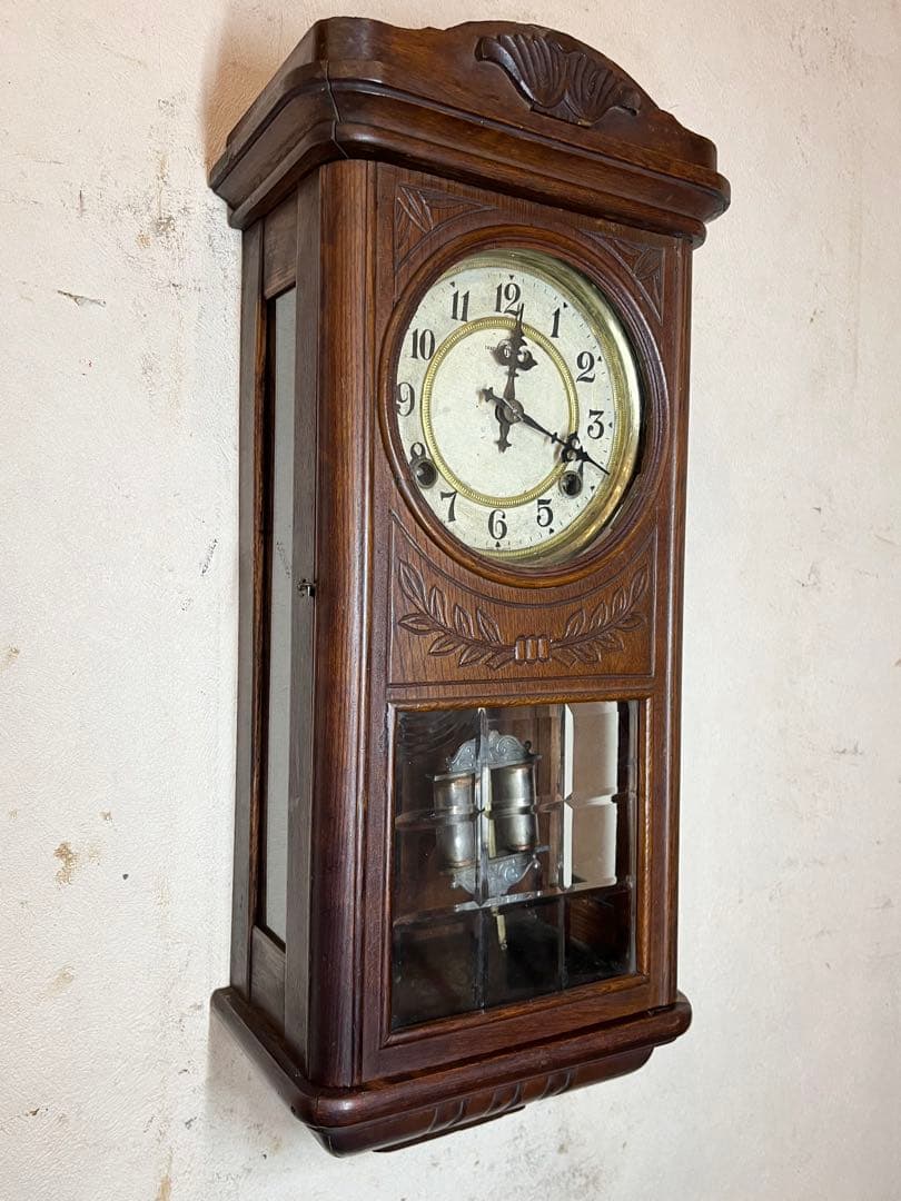 角型　おしゃれ　柱時計　古時計　振り子　ゼンマイ　ボンボン　レトロ　精工舎　大正