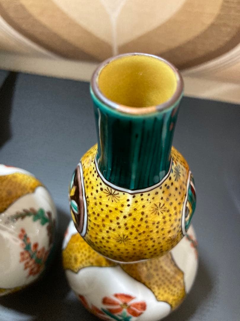 九谷焼 為吉 一輪生 徳利