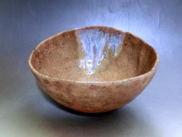 茶碗■一楽茶碗 瑠璃釉 涙艮 ゆがみ茶碗 お茶道具 古い茶器 時代物 骨董品■