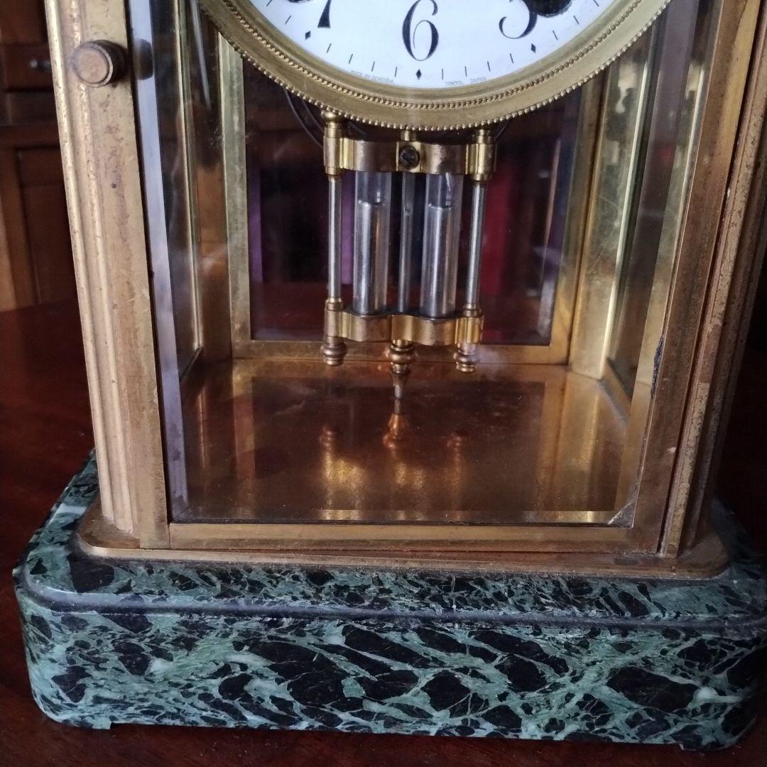 ぬ*.様 アンティーク　精工舎　大理石　４面ガラス　時報打ち　置時計　 ゼンマイ