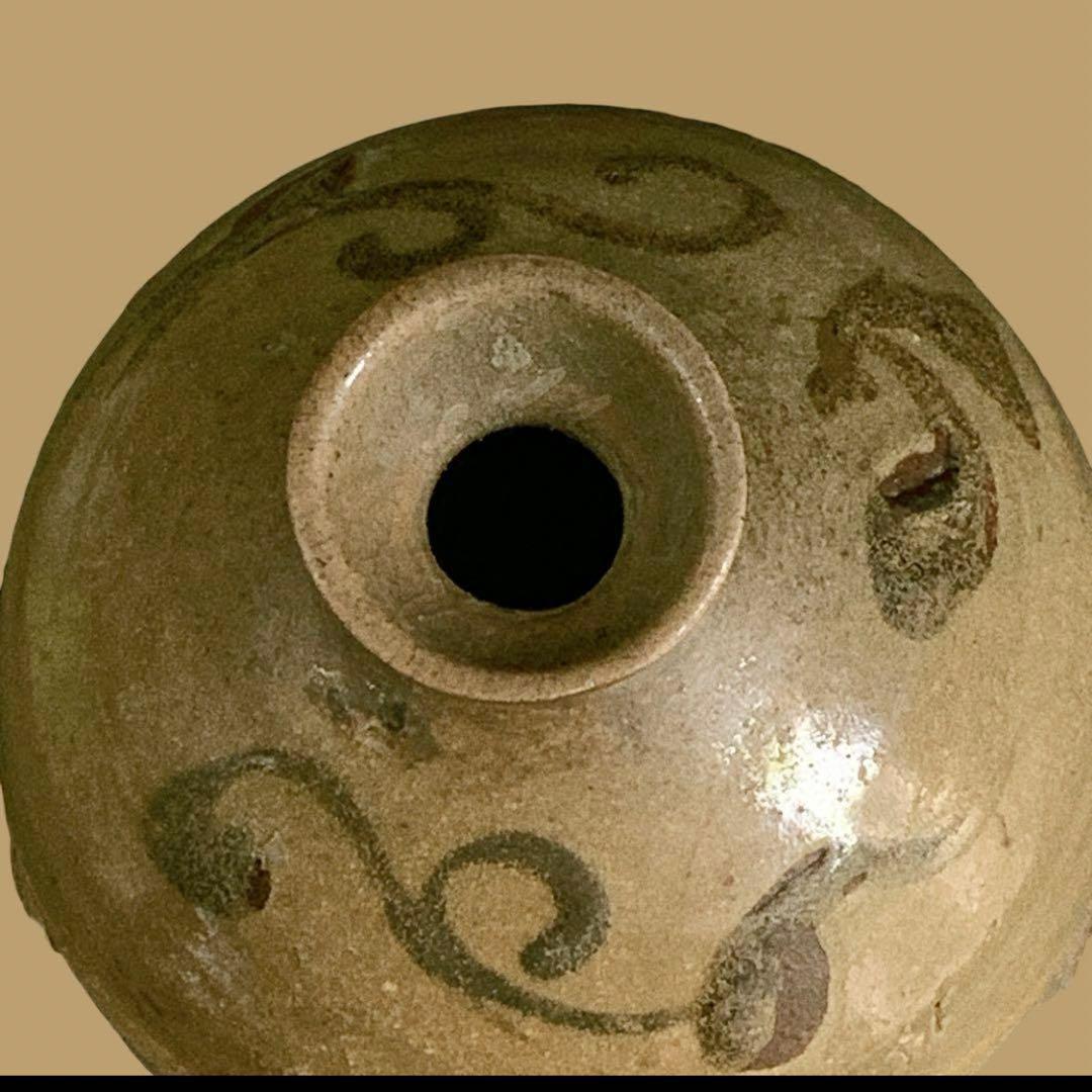 李朝　高麗　前期　徳利　花瓶　鉄絵