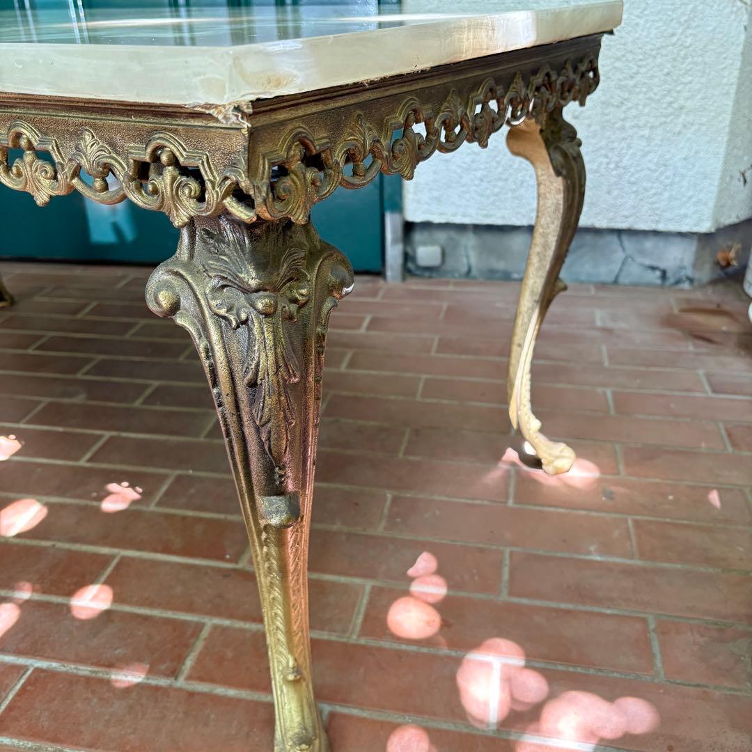 大理石テーブル アンティーク レトロ コーローテーブル　W100×D50×H46