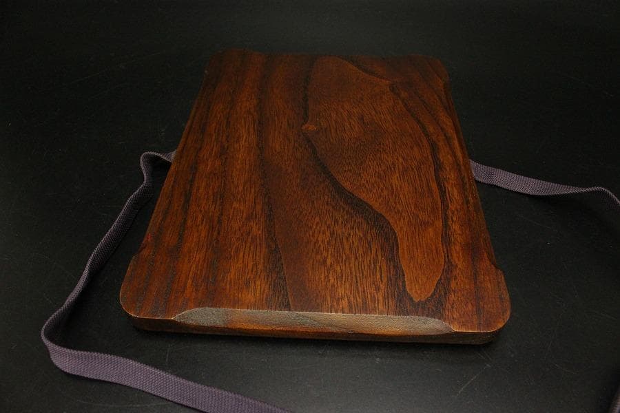 笹蒔絵 板文庫硯 共箱 未使用 文房四宝(A923)